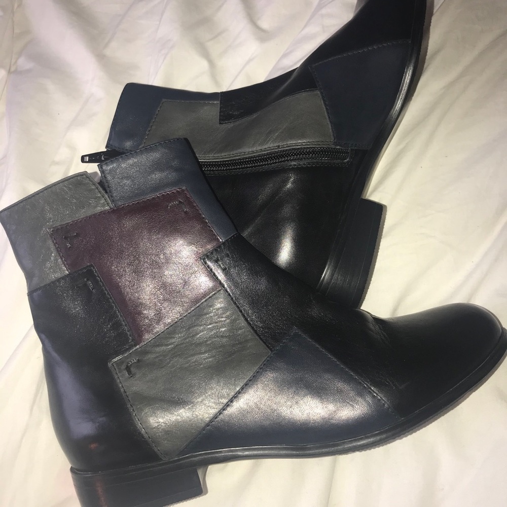 Genuine Leather Patchwork Bootie